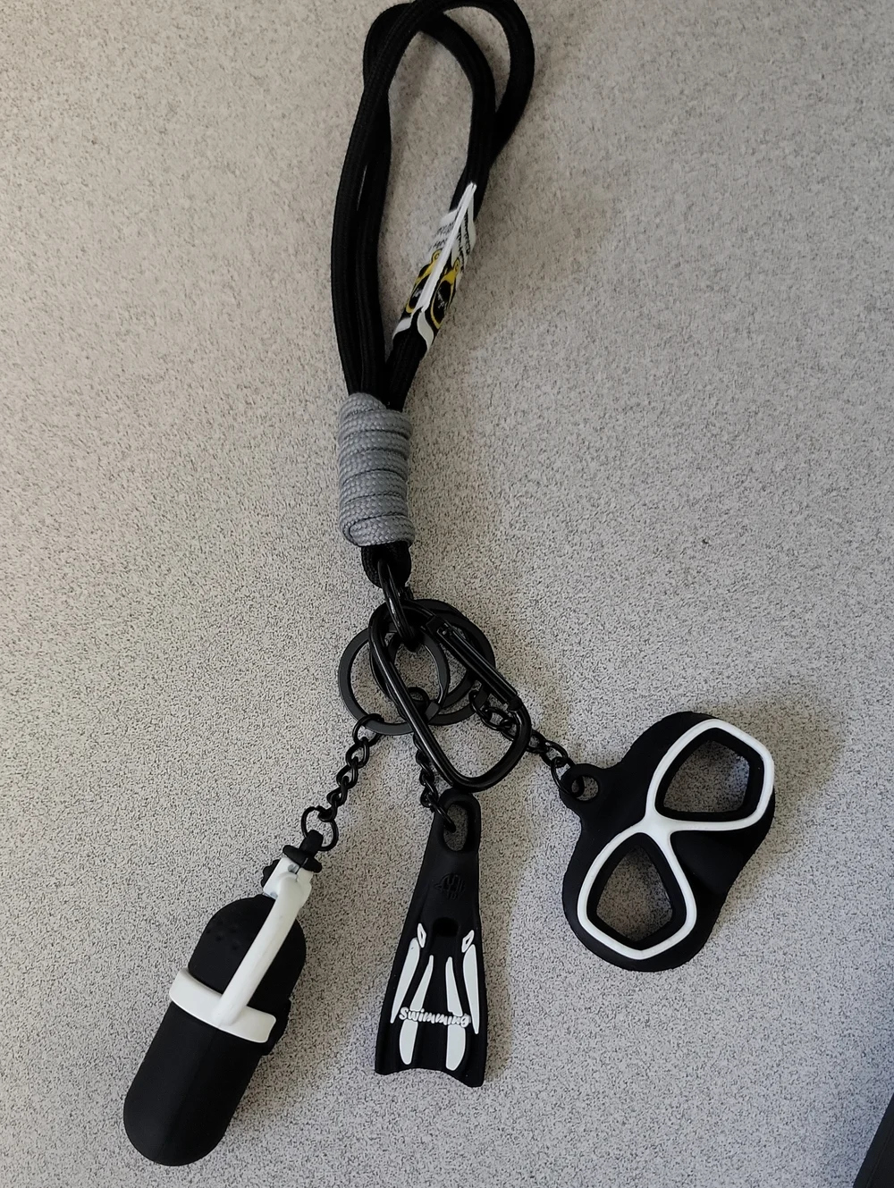 Black Silicone Dive-Keychain Set with White Accents